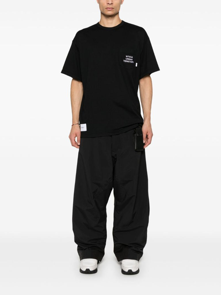 Black Slogan-embroidered T-shirt