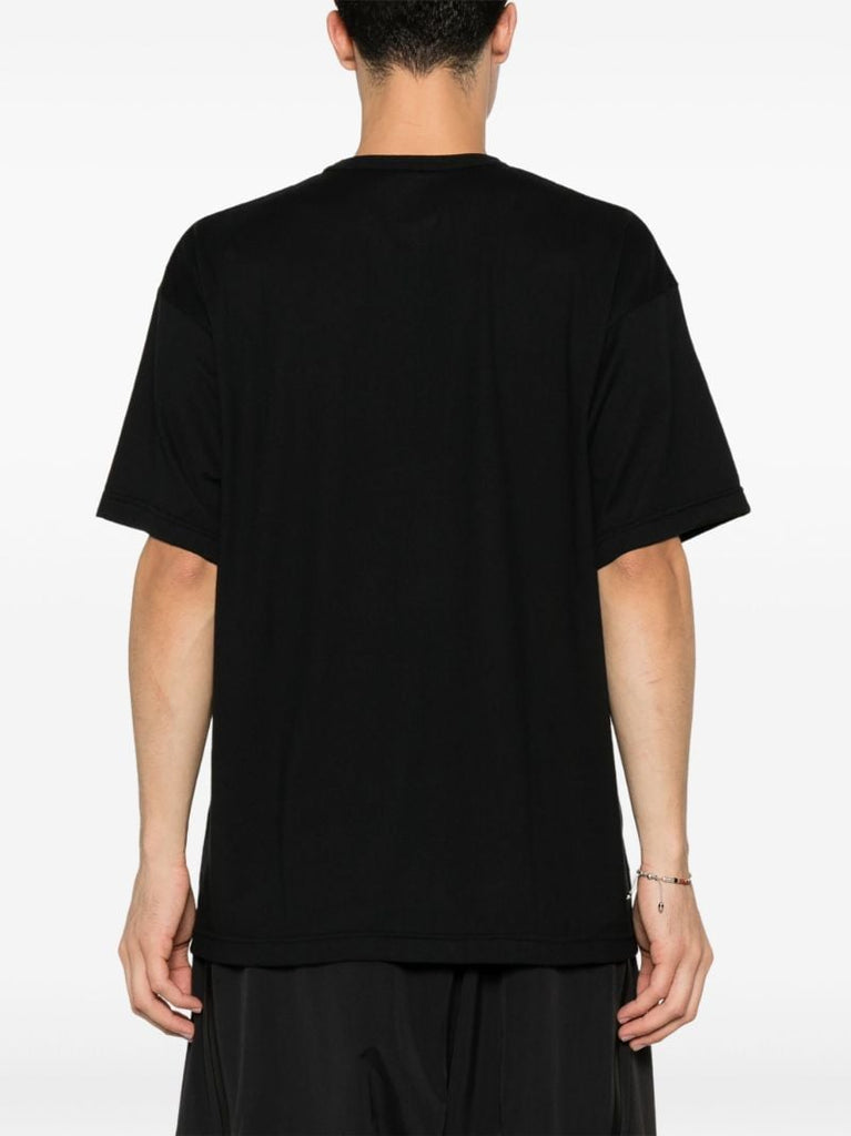 Black Slogan-embroidered T-shirt