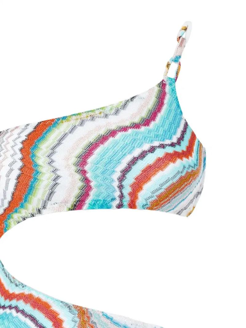 White Wave-pattern Swimsuit