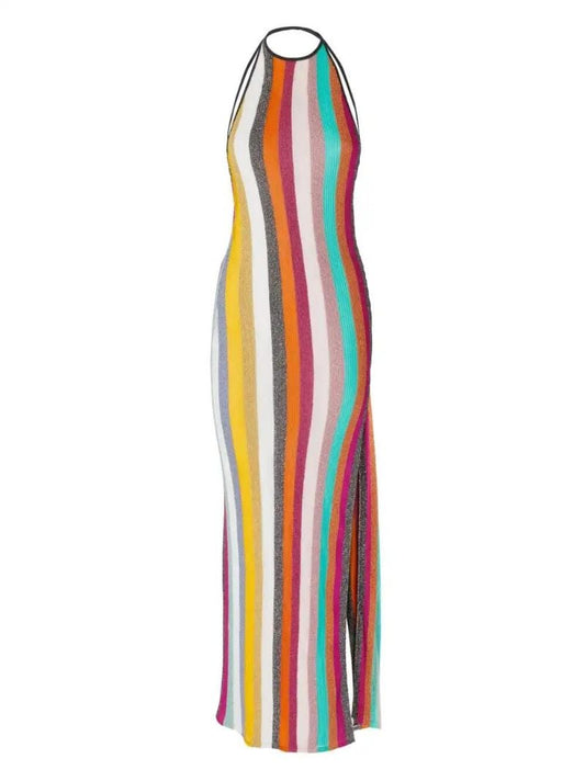Pink Striped Knitted Dress