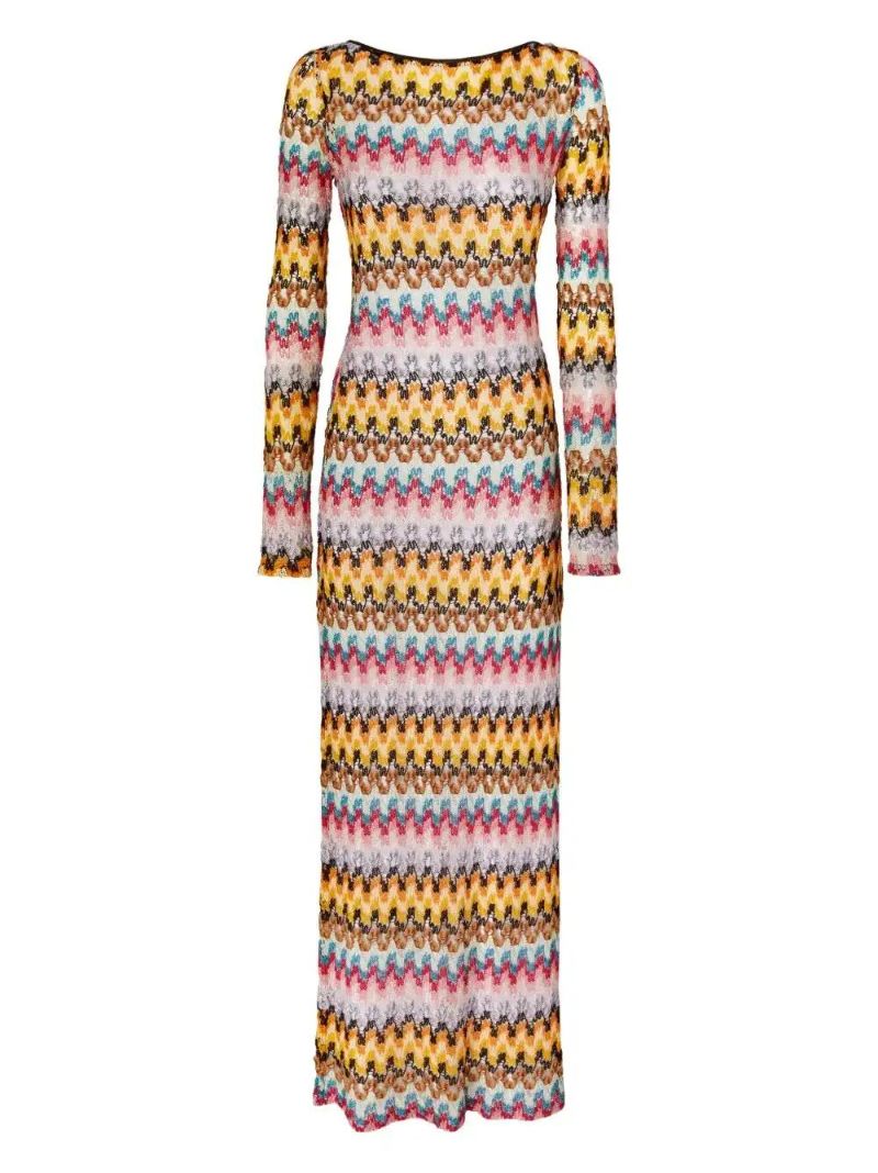Yellow Long Zigzag Dress