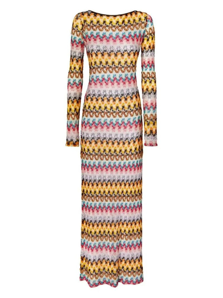 Yellow Long Zigzag Dress