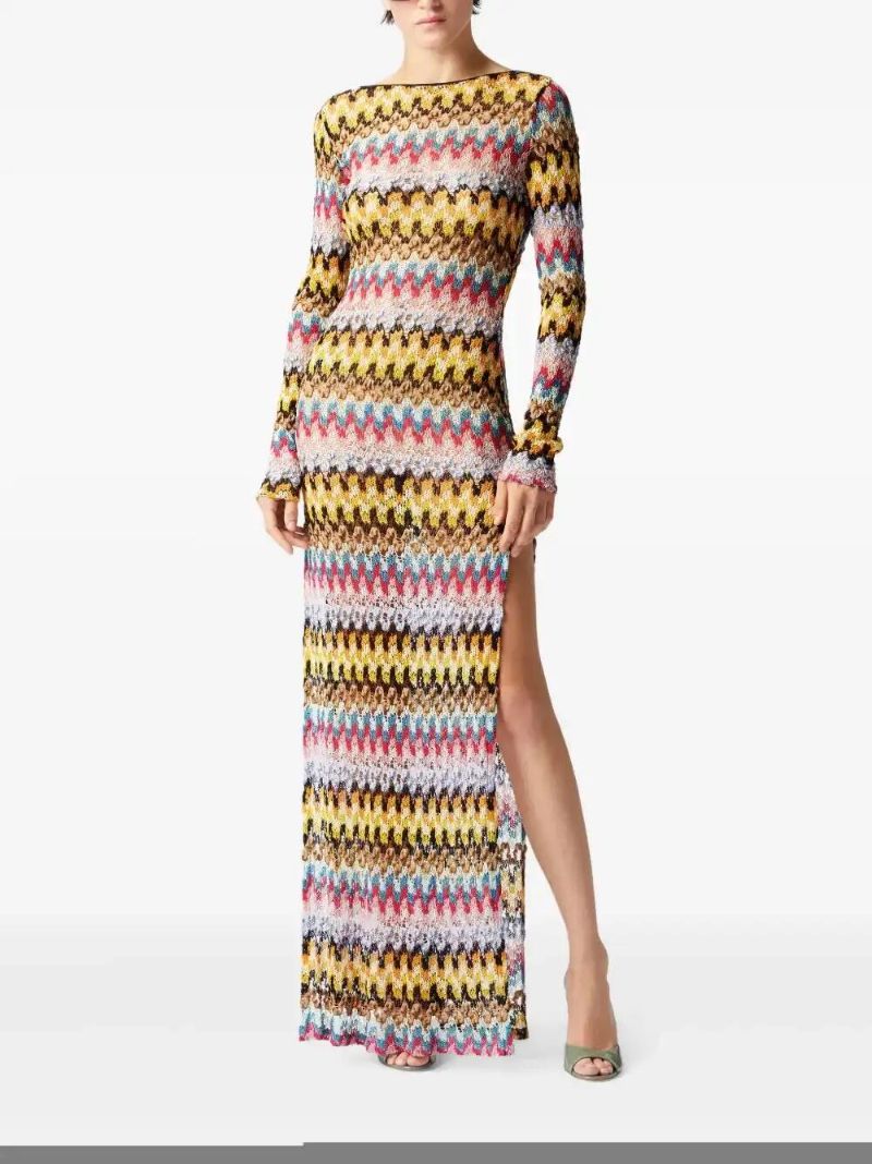 Yellow Long Zigzag Dress