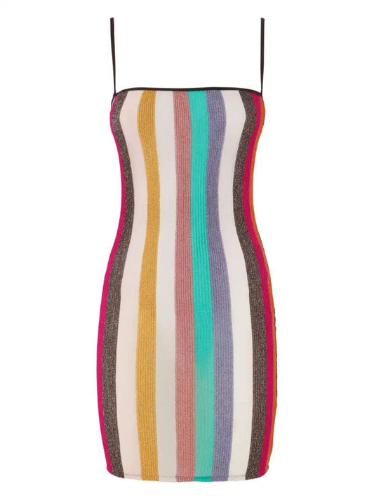 Blue Striped Knitted Dress