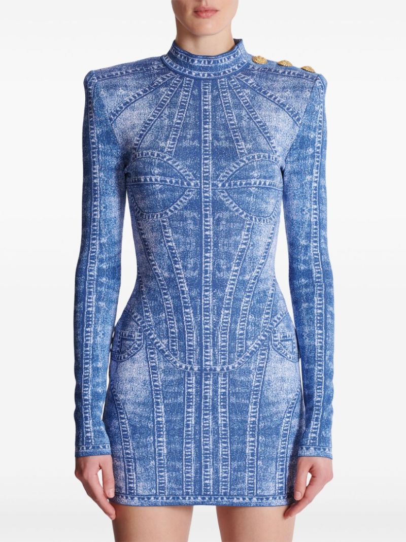 Knitted Jacquard Mini Dress