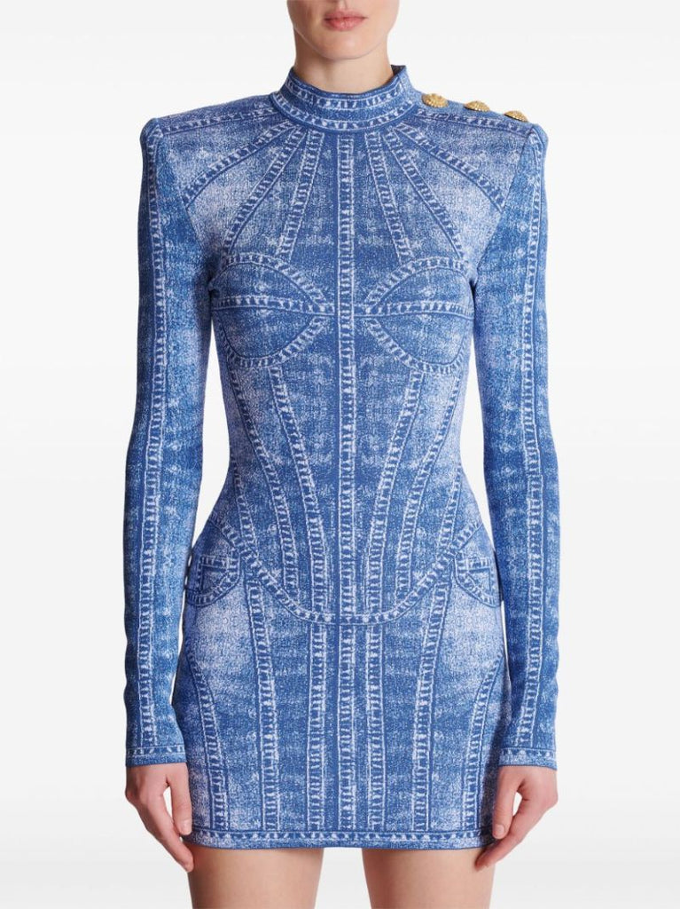 Knitted Jacquard Mini Dress