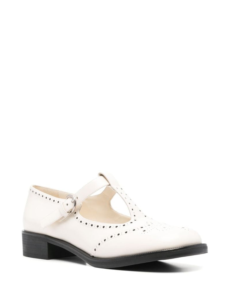 White Leather Brogue Shoes