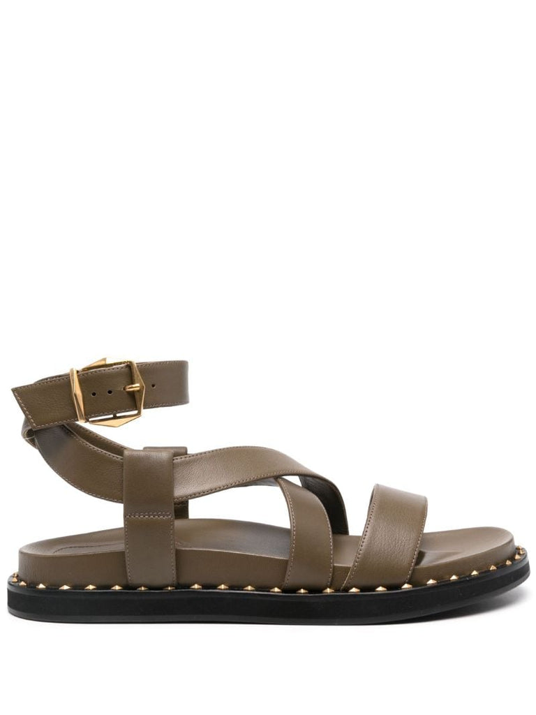 Green Blaise Leather Sandals