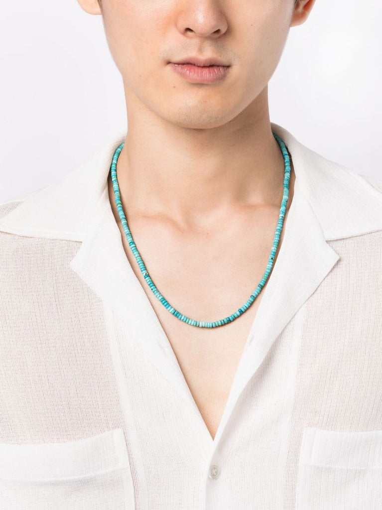 14k Yellow Gold Turquoise Bead Necklace