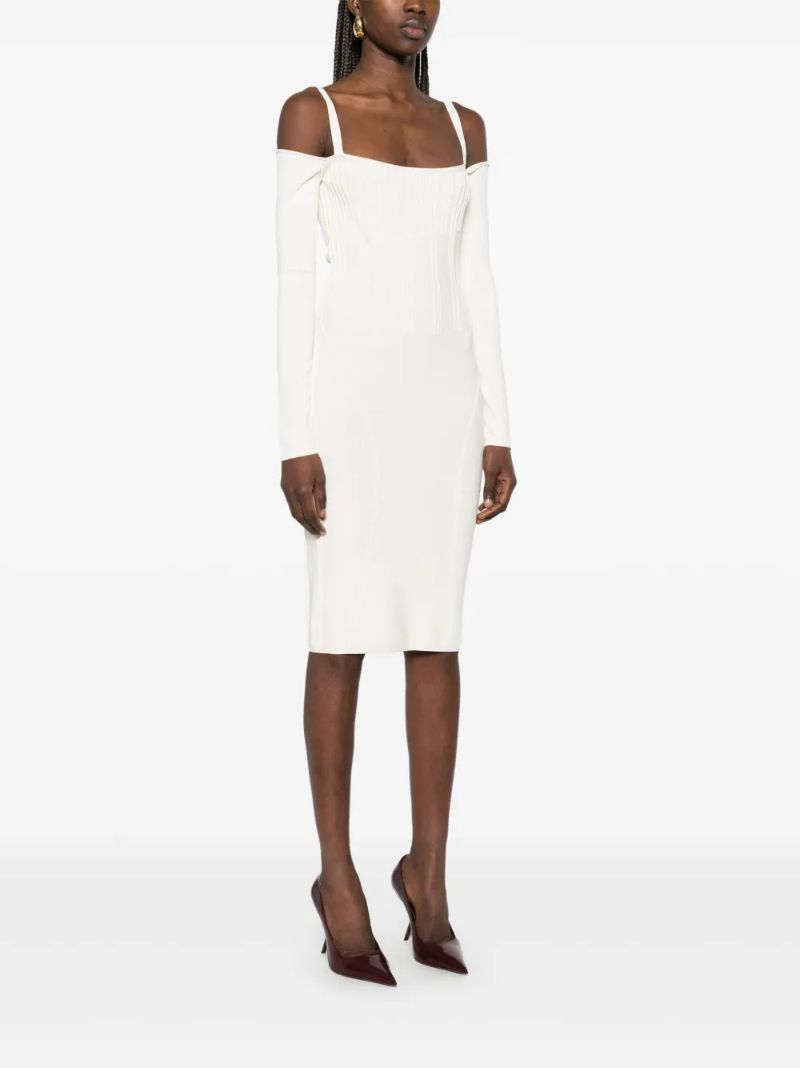 Neutrals Boning Detail Knit Dress
