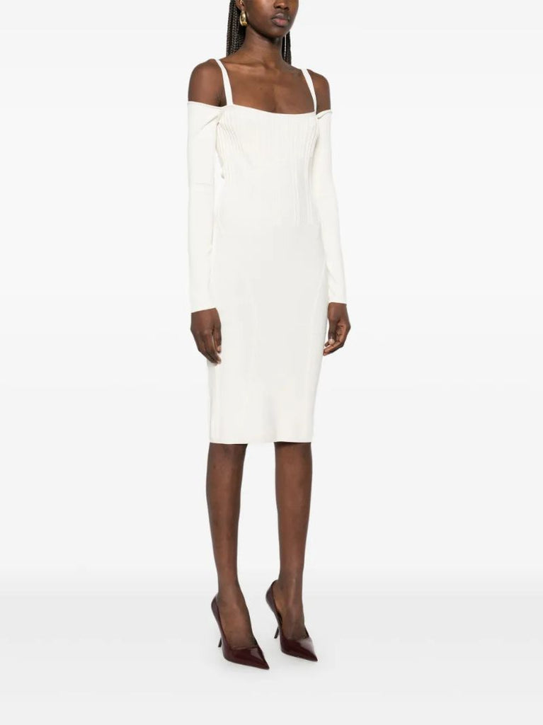 Neutrals Boning Detail Knit Dress