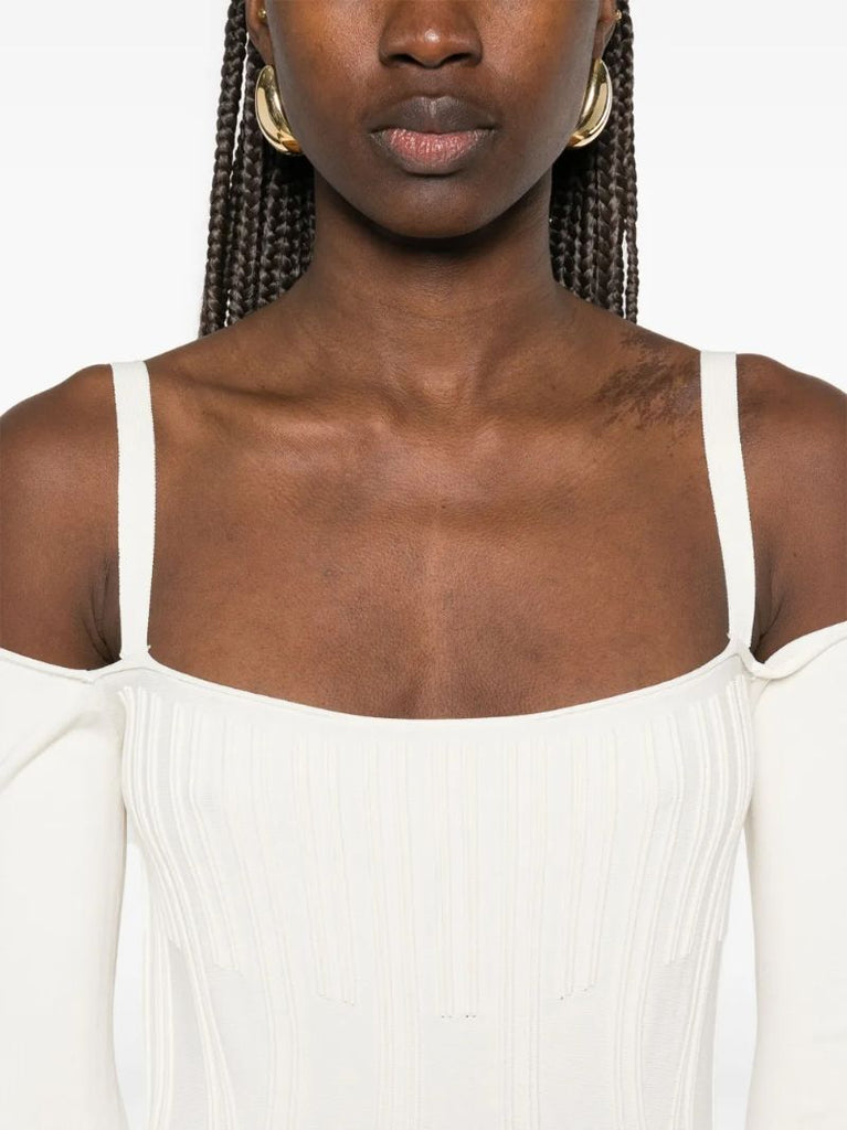 Neutrals Boning Detail Knit Dress