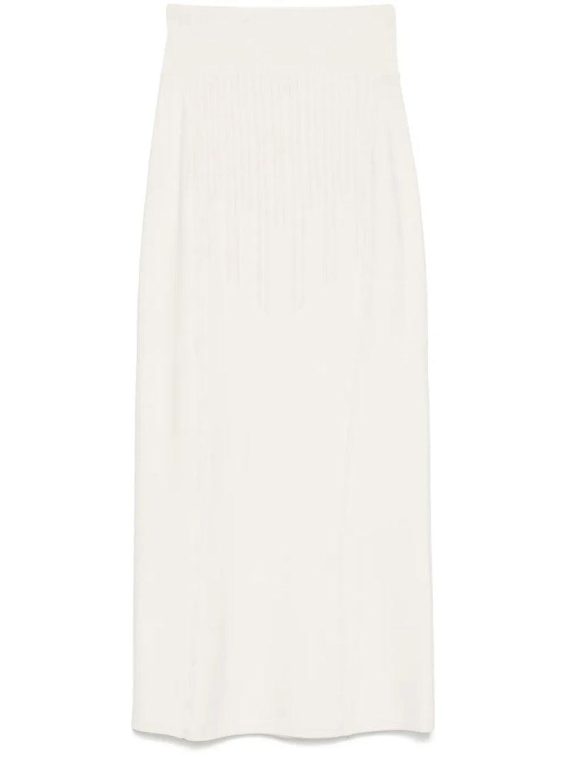 White Boning Detail Knit Skirt