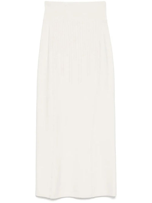White Boning Detail Knit Skirt