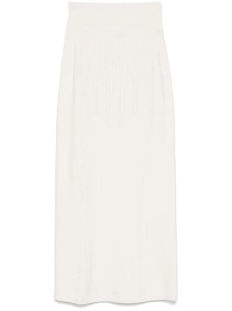 White Boning Detail Knit Skirt