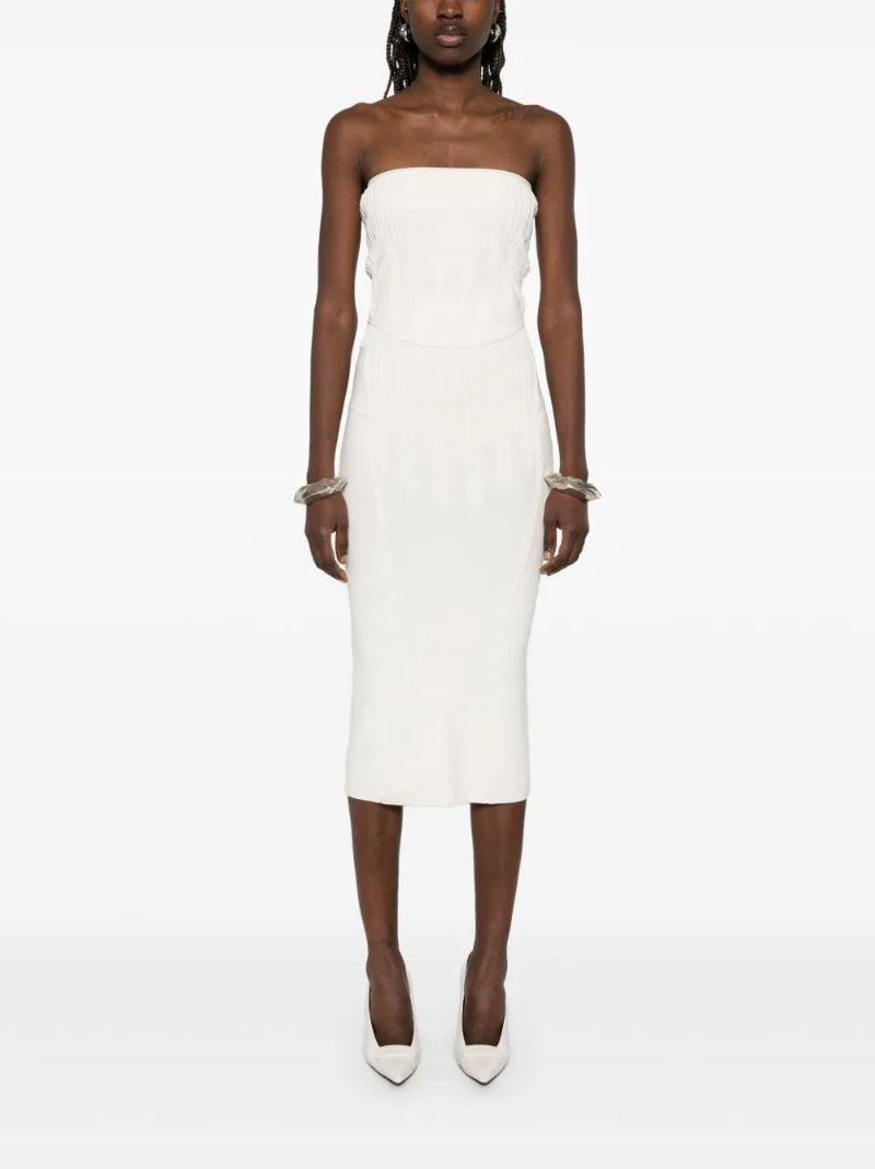 White Boning Detail Knit Skirt