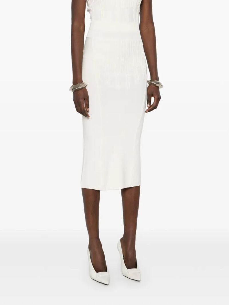 White Boning Detail Knit Skirt