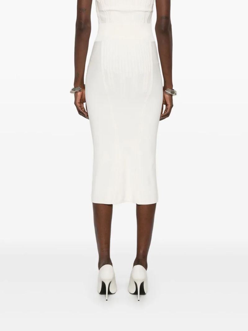 White Boning Detail Knit Skirt