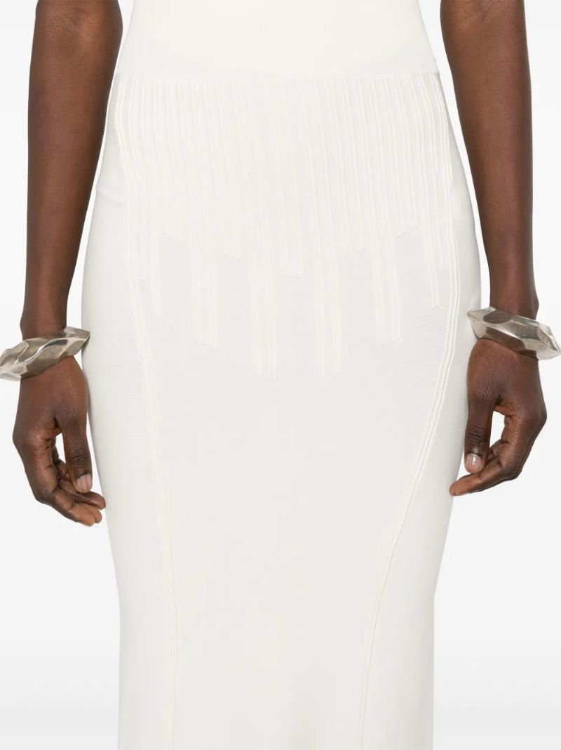 White Boning Detail Knit Skirt