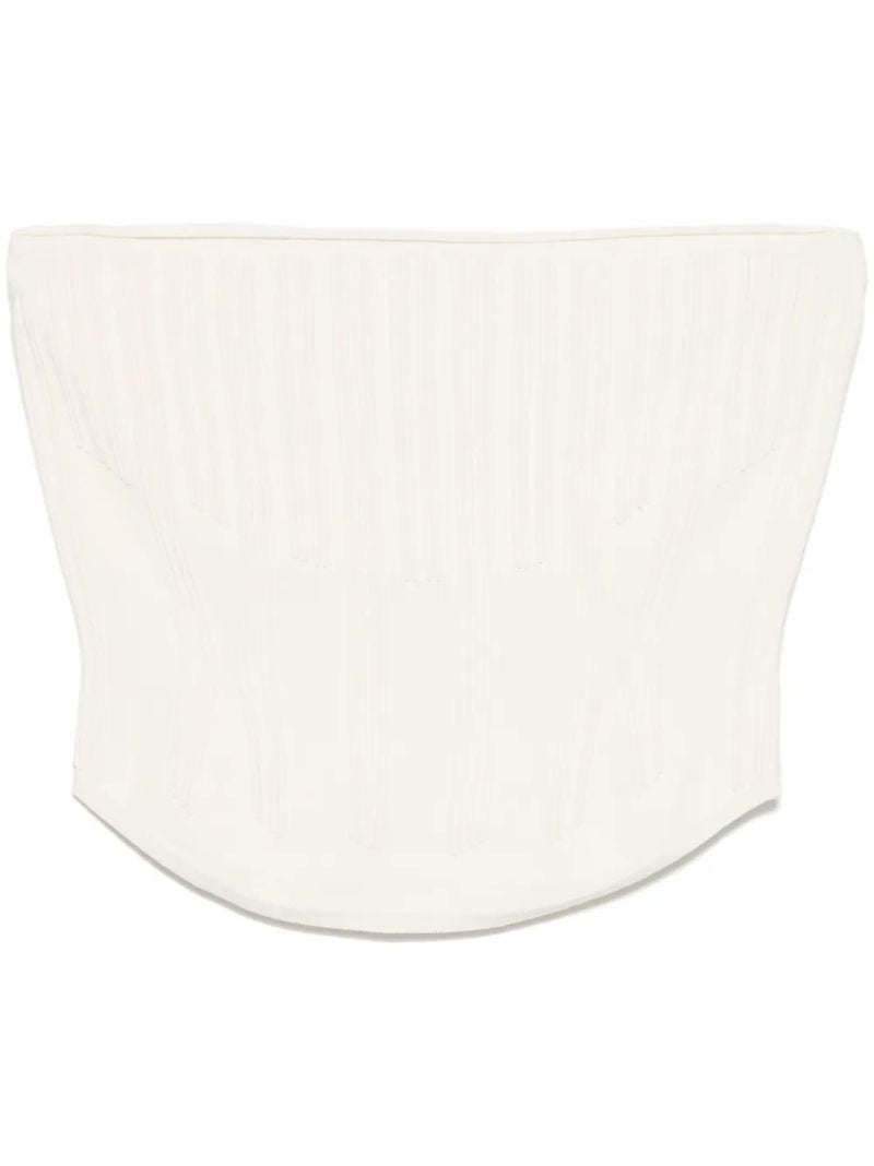 White Boning Detail Knit Bustier