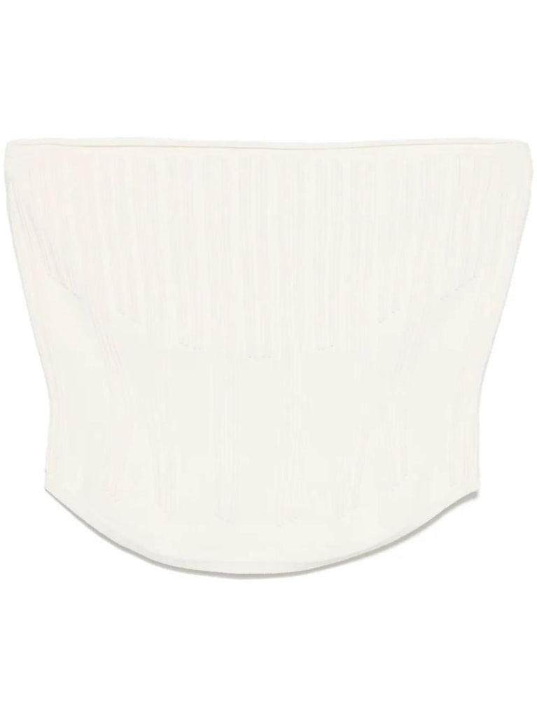 White Boning Detail Knit Bustier