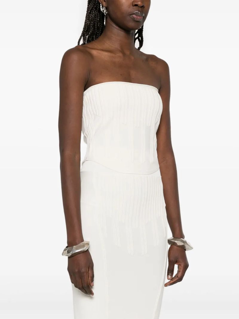 White Boning Detail Knit Bustier
