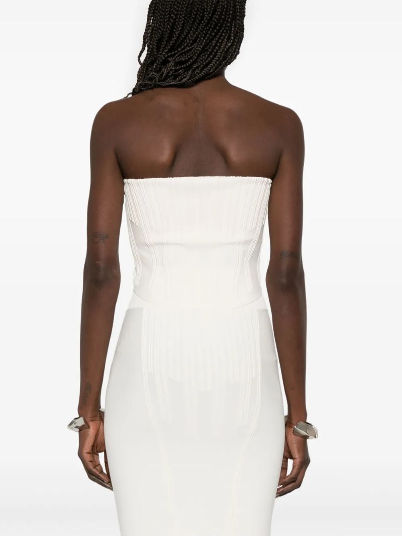 White Boning Detail Knit Bustier