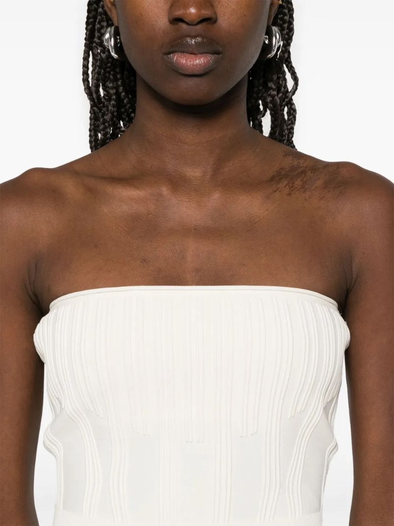 White Boning Detail Knit Bustier