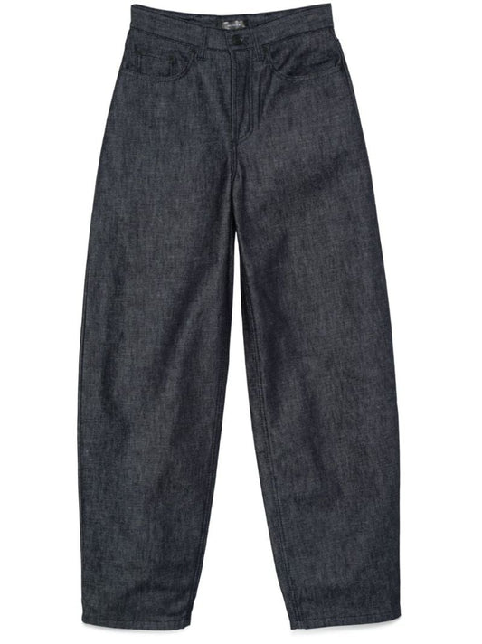 Blue Lace-up Wide-leg Jeans