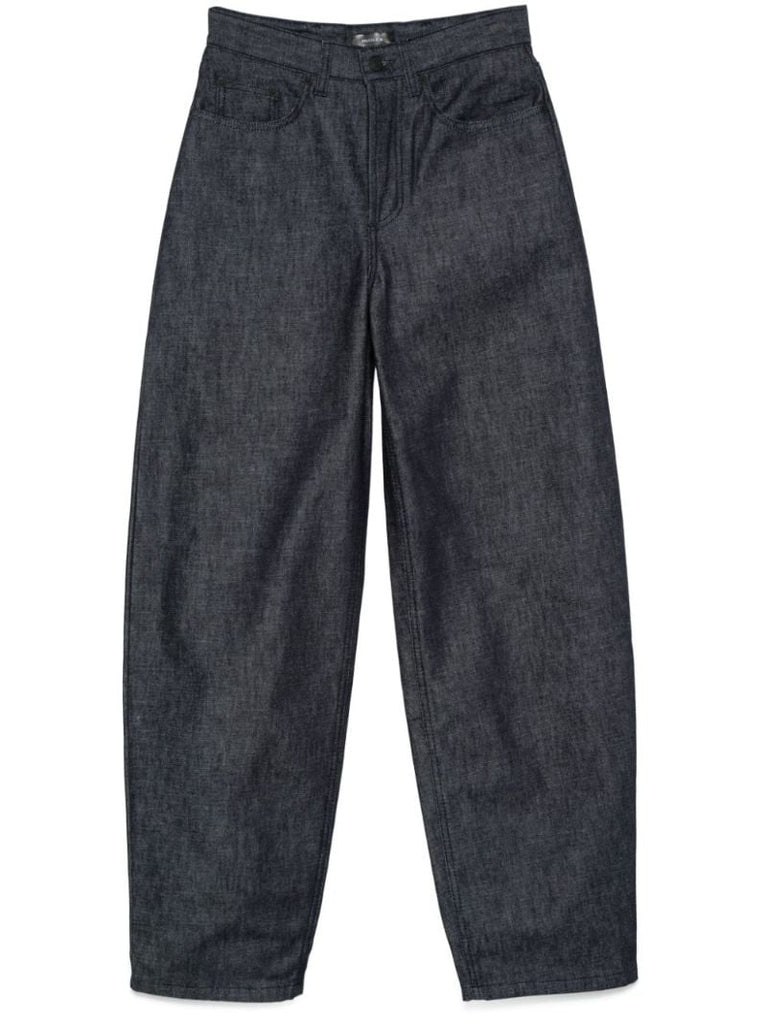 Blue Lace-up Wide-leg Jeans