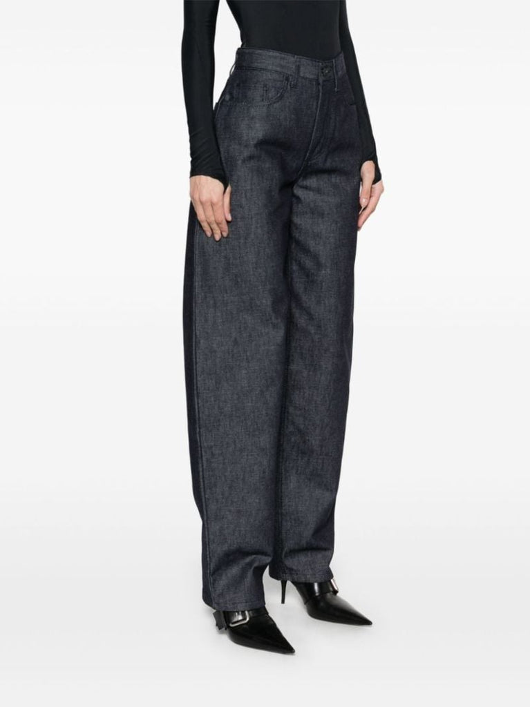 Blue Lace-up Wide-leg Jeans
