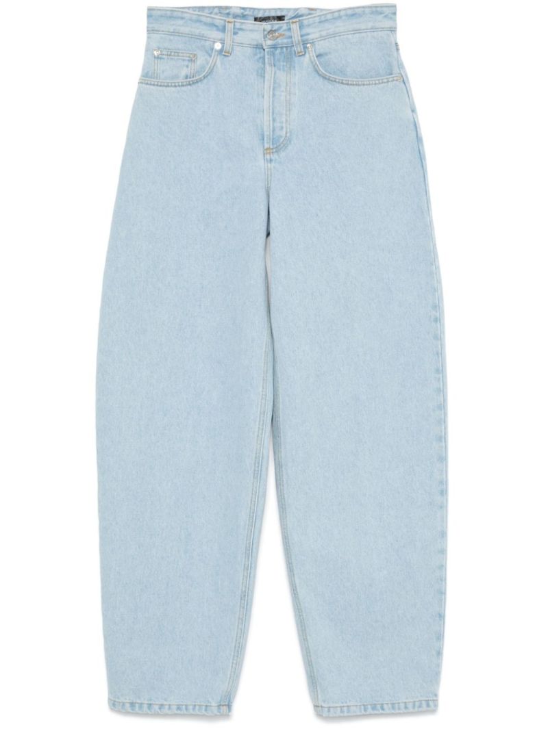 Blue Lace-up Wide-leg Jeans