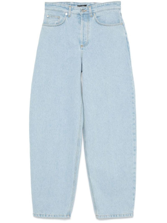 Blue Lace-up Wide-leg Jeans