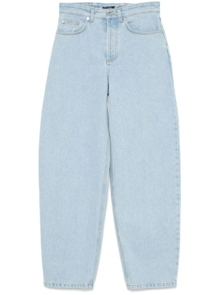 Blue Lace-up Wide-leg Jeans