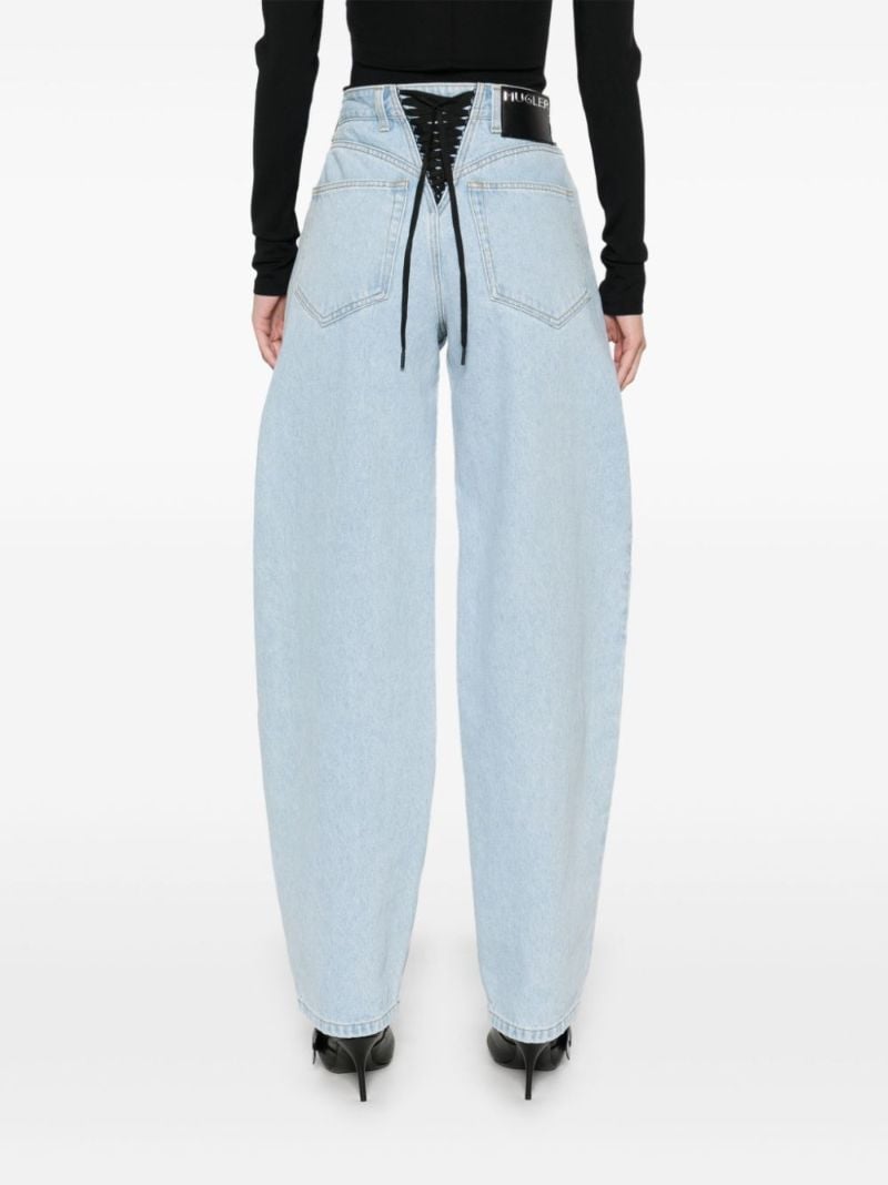Blue Lace-up Wide-leg Jeans