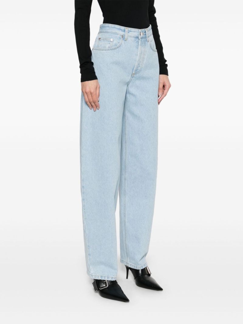 Blue Lace-up Wide-leg Jeans