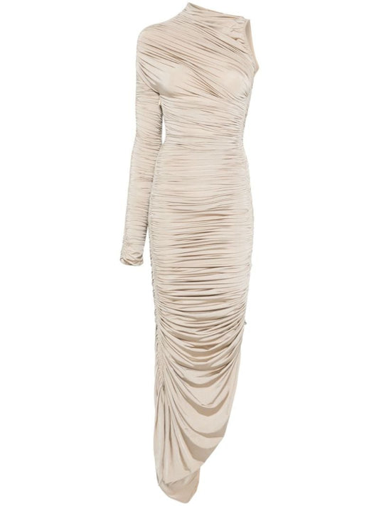 Ruched Asymmetrical Maxi Dress