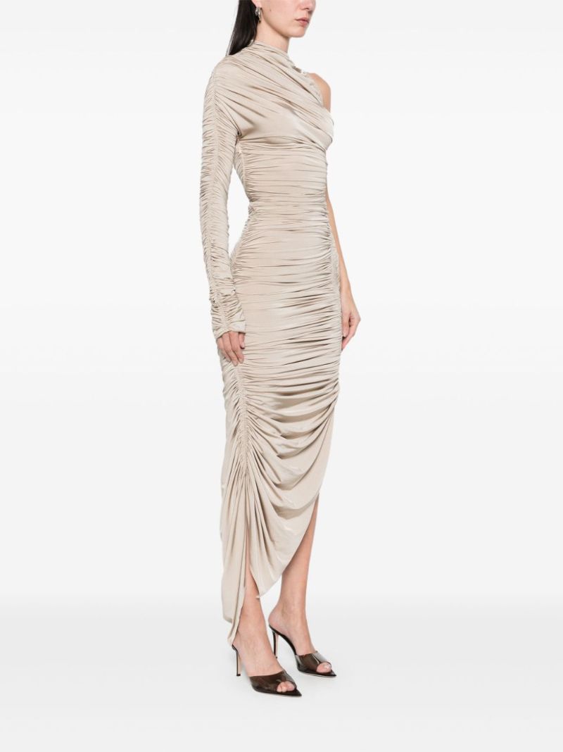 Ruched Asymmetrical Maxi Dress