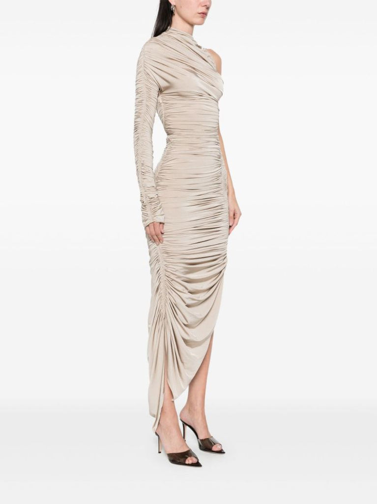 Ruched Asymmetrical Maxi Dress