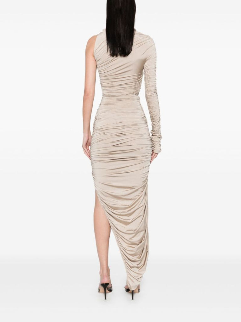 Ruched Asymmetrical Maxi Dress