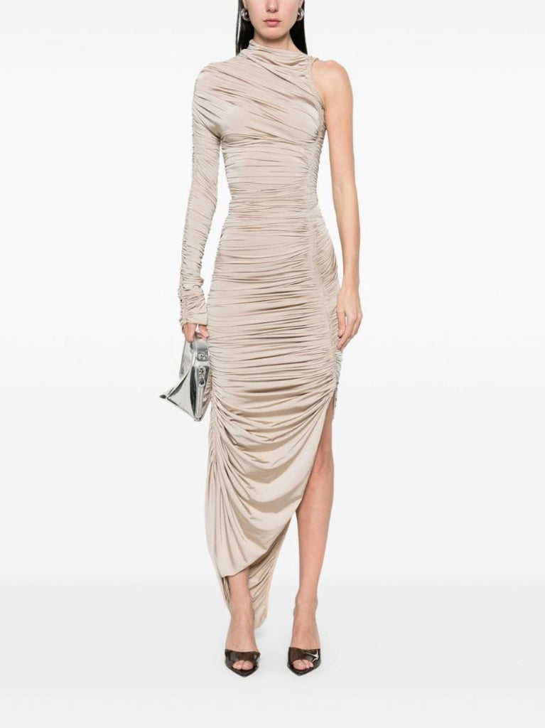 Ruched Asymmetrical Maxi Dress