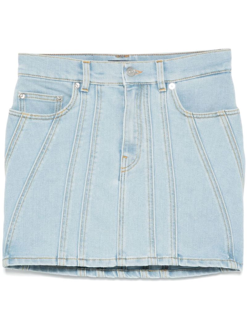 Blue Spiral-detail Skirt
