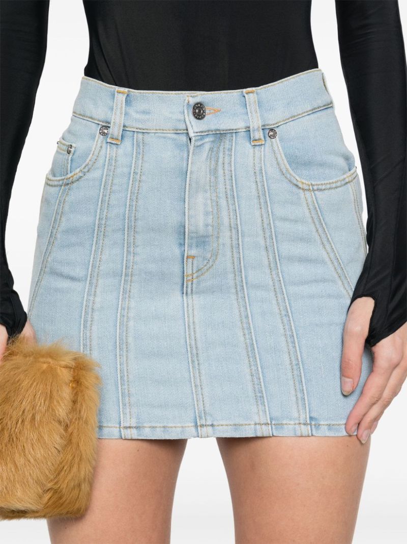 Blue Spiral-detail Skirt