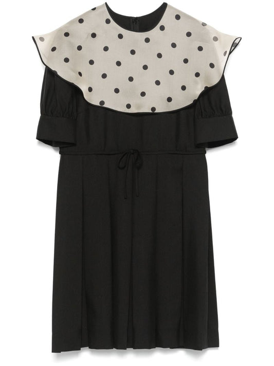 Black Polka Dot-collar Dress