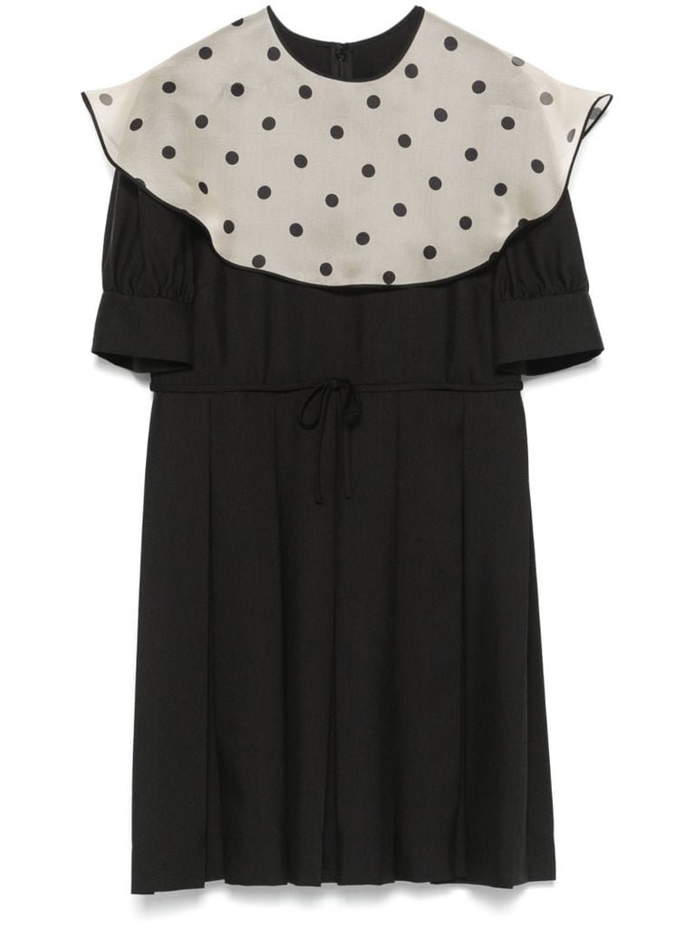 Black Polka Dot-collar Dress