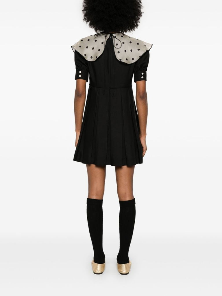 Black Polka Dot-collar Dress