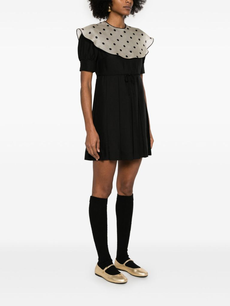 Black Polka Dot-collar Dress