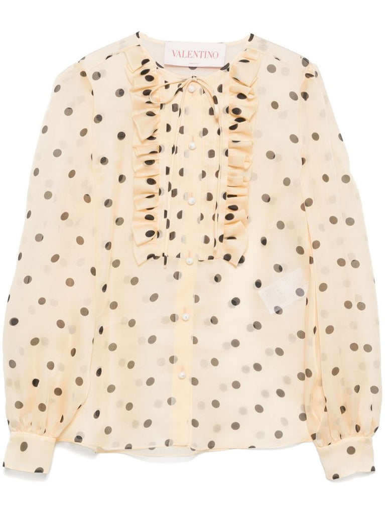 Neutral Polka Dot-print Shirt