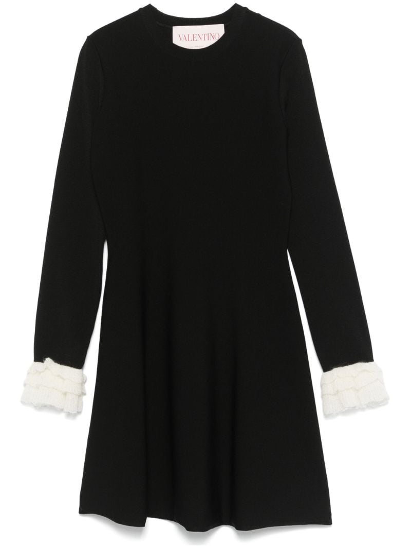 Black Flounce-sleeved Dress