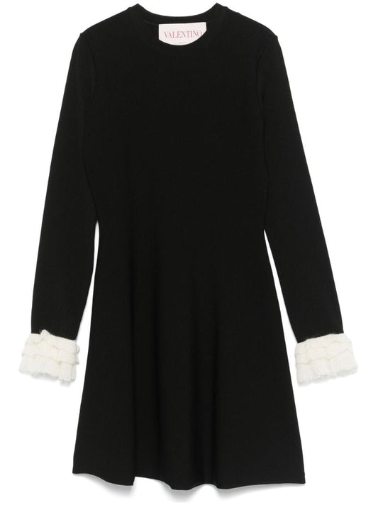 Black Flounce-sleeved Dress